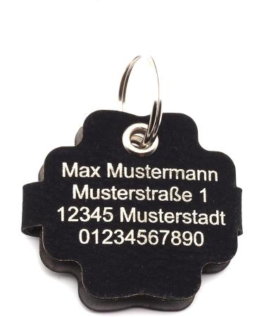Copter Farm Dog Brand Collar Bag | Engraved Art & Real Leather | Custom Dog ID Tag | Black Flower Design - Buy Online on SooperMarket.com