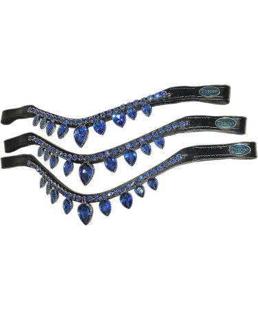 Tyssons Breeches Drop Herring Strap - Strass Drops in Rosa Blue Leather with Black Glitter Band for Mini Shetty Shetty VB WB & Full Thoroughbred - Buy Online on SooperMarket.com