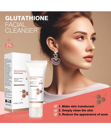 Glutathione Face Cleanser - Glutathione Face Wash With Aloe & Vitamin C Hydrating Facial Cleanser Gentle Cleanse Cleaning Pores Moisturising Cleanser For Dry Skin Acne Prone & Sensitive Skin - Buy Online on SooperMarket.com