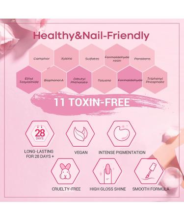 Modelones 24 Pcs Gel Nail Polish Kit - Hot Pink & Glitter Soak Off Gel Set with GlossyMatte Top & Base Coat | Perfect Nail Art Gifts - Buy Online on SooperMarket.com