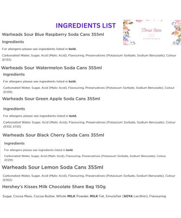 Temas American Drinks & Chocolates Bundle Gift Box Includes Warheads Sour Soda Cans 5 Variety Flavours 355ml & Hershey s Kisses Milk Chocolate - Buy Online on SooperMarket.com