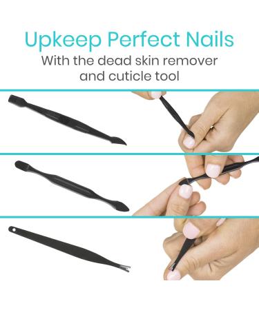 Vive Nail Clipper Set (15 Piece) - Manicure and Pedicure Tools for Men and Women - Includes File, Cuticle Trimmer, Tweezers, and Ear Pick - Black - Buy Online on SooperMarket.com