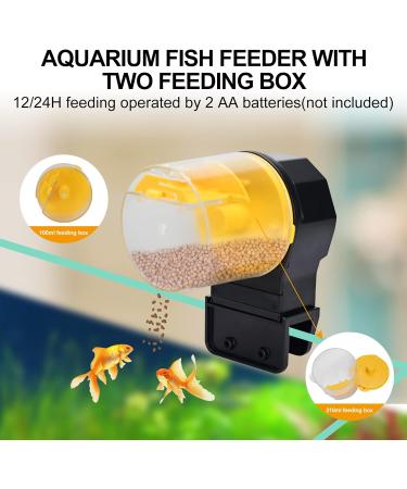 Podazz Automatic Fish Feeder 100/210ml Fish Food Dispenser Aquarium Tank Auto Timer with Two Feeding Boxes for Holiday Vacation Weekend Yellow - Buy Online on SooperMarket.com