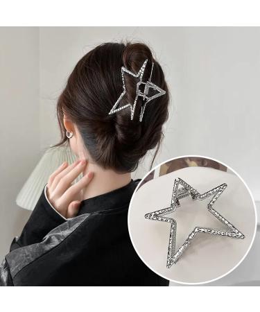 Silver Star Metal Hair Claw Clip - Stylish Hair Barrette for Women and Girls - Buy Online on SooperMarket.com