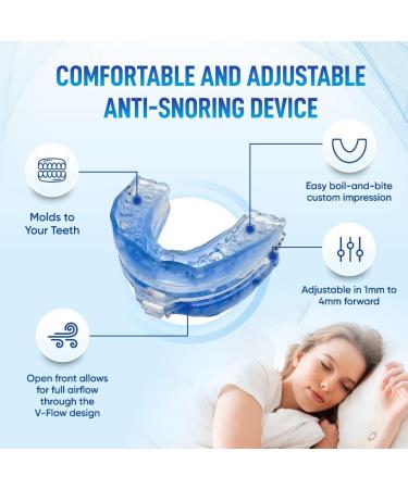 Mouth Guard For Sleep Snoring Solution - Snoring Mouthpiece For Quiet Sleep - Reusable Mouth Guard For Stop Snoring - Help Men/Women for Their Sleep Breathe Better - V Flow Design - 1mm - 4mm - Buy Online on SooperMarket.com