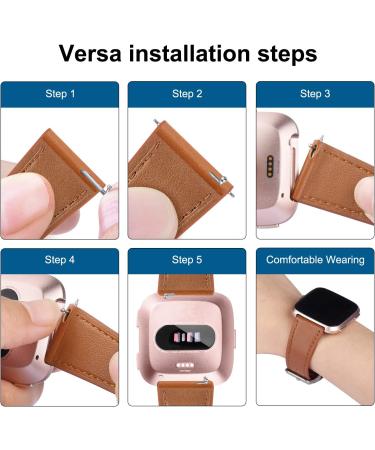 BOTNUW Leather Bands Compatible with Fitbit Versa 2, Versa, Versa Lite - Brown Leather Replacement Strap for Women and Men - Buy Online on SooperMarket.com