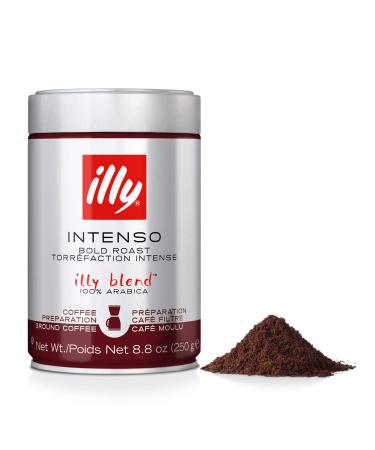 illy Intenso Ground Drip Coffee, Bold Roast, Intense, Robust and Full Flavored With Notes of Deep Cocoa, 100% Arabica Coffee, No Preservatives, 8.8oz Drip Intenso Bold Roast 8.8 Ounce (Pack of 1)