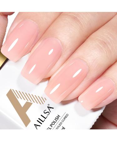 AILLSA Nude Pink Gel Polish Light Natural Jelly Gel Nail Polish Neutral Milky Color Translucent Gel Polish Cherry Blossom Soak Off U V Gel for French Manicure 0.51 Oz GB65 Cherry Blossom Pink