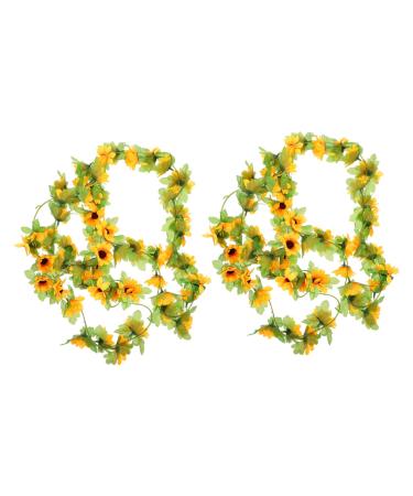 Zerodeko 2pcs Sunflower Vine Yellow Fake Flowers Home Decor Hanging Flowers for Decoration Artificial Ivy Garland Artificial Flower Decoration Sunflower Flower Silk Flower