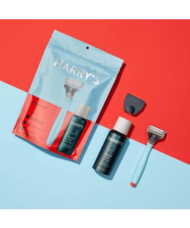 Harry's Starter Set: Buoy Blue Razor Handle with (1) 5-Blade Cartridge & (1) 2 Oz Shave Gel