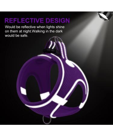 Joyal Dog Harness - Reflective Soft Padded Air-Mesh for Small Dogs & Cats XXS (31-34cm) - Purple - Buy Online on SooperMarket.com