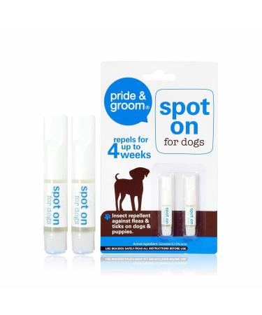 Spot On For Dogs Flea & Tick Repellent Pet Grooming Kit Repel For Up To 4 Weeks Insect Repellent Treatment For Kills Fleas Ticks Lice Dogs Puppies Supplies Pet Accessories White (Pack Of 2)