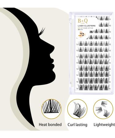 D Curl 12mm 72 Clusters B&Q Lash Clusters | Natural DIY Lash Extensions | Soft Fluffy Cluster Eyelash Extensions (B31 D-12mm) - Buy Online on SooperMarket.com