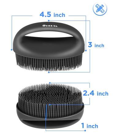 HEETA Hand-Held Body Shower Brush 2-Pack - Soft Silicone Body Scrubber for Gentle Exfoliation - Bath Brush for Men, Women, Kids - Suitable for All Skin Types - Black & Purple (Set of 2) - Buy Online on SooperMarket.com