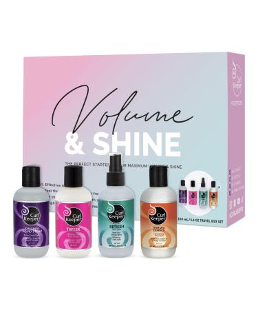 Curl Keeper Volume & Shine Kit - 4-Piece Set for Curly Hair Thicker & Fuller Curls Frizz Control in All Weather Volume and Shine Kit