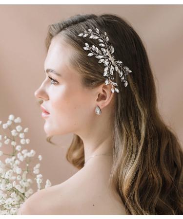 SWEETV Crystal Wedding Hair Comb Clip Silver Bridal Hair Piece  Wedding Hair Accessories for Brides Women Rhinestone Comb