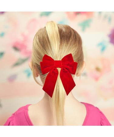 Niuhong 4 Pieces Large Bow Hair Clips Fabric Hair Bow Women Hair Clips Ponytail Holder Girls Bow Tie Hair Bows Clips Hair Bow Headband Velvet Bow Hair Clips Hair Band Red - Buy Online on SooperMarket.com