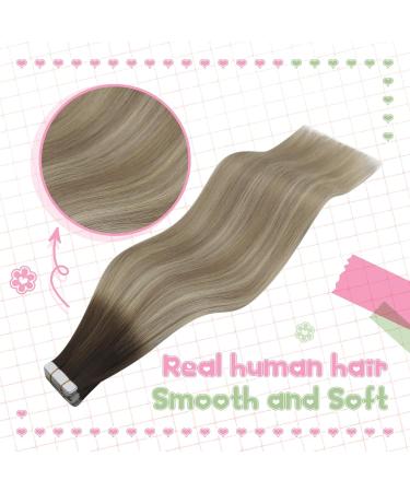 Youngsee Tape in Hair Extensions - Real Balayage 45cm | Invisible Tape Remy Real Hair 50g 20pcs - #3/8/22 for Seamless Volume & Length - Buy Online on SooperMarket.com