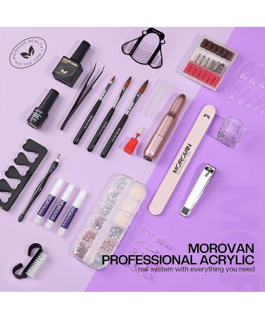 Morovan Acrylic Nail Kit with Drill and UV Light - Professional Set for Nail Extensions, Glitter Powder, and Nail Art - DIY Starter Kit for Home - Multicolor - Buy Online on SooperMarket.com