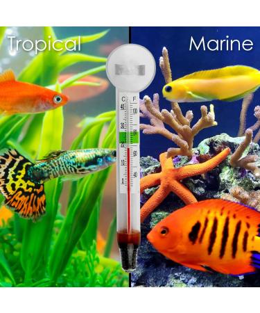 Glass Aquarium Thermometer with Safe Zone Section and Suction Cup for Tropical Freshwater and Marine Saltwater Aquariums - Buy Online on SooperMarket.com