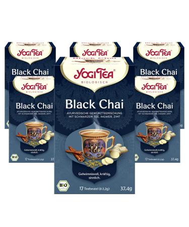 Yogi Tea Black Chai Black Chai Ayurvedic organic spice and herbal tea mixture of black tea ginger cinnamon yogi tea 6 Pack 6x17 bags (102 tea bags as a whole) ideal as a gift