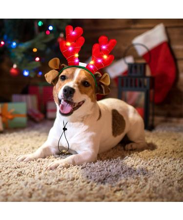 Pedgot 3 Pieces Light up Pet Christmas Headbands LED Pet Xmas Reindeer Antler Headbands for Christmas Holiday Supplies Accessory - Buy Online on SooperMarket.com