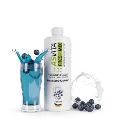 Asvita beverage concentrate Fresh Mix 1: 80-1 liter bottle - beverage syrup without sugar - 26 delicious syrup flavors (blueberry yoghurt) sugar -free