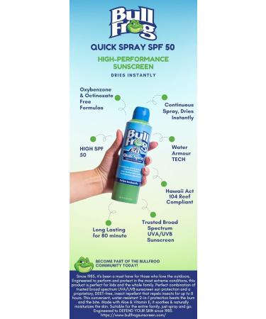 Bullfrog Quik Spray Sunscreen SPF 50 | Oxybenzone & Octinoxate Free | Broad Spectrum UVA/UVB Protection | 2 Pack - Buy Online on SooperMarket.com
