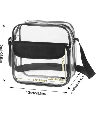 Moko Station Approved Clear Crossbody Bag | Transparent Adjustable Shoulder Bag for Sports Games & Concerts - Black 25.5x10.5x5 cm - Buy Online on SooperMarket.com
