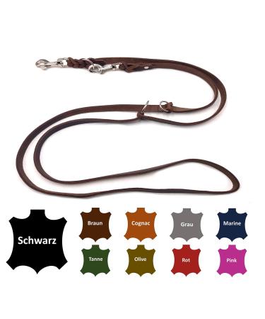 Dog liner Small dogs / large dogs 2m / 2.40m / 2.80m / 3.50m / 5m Double linen adjustable (2m x 8mm dark brown) 2m x 8mm dark brown