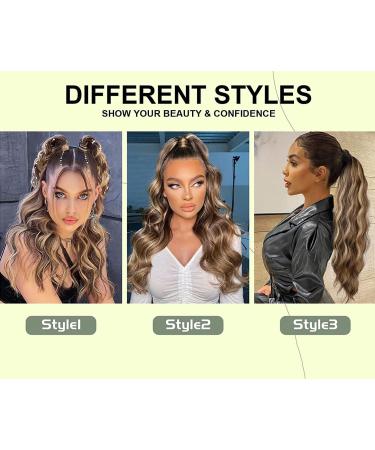 YEESHEDO Long Wavy Drawstring Ponytail Hair Extension | Clip-in Curly Synthetic Hairpiece 26 Chestnut Brown with Blonde | Women's Hair Accessories - Buy Online on SooperMarket.com