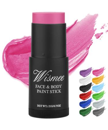 Wismee Pink Face Paint Stick (0.75Oz) Non-Toxic Oil Based Face Makeup Body Paint Sticks High Pigmented Pink Makeup Crayons for Halloween Special Effect Sfx Makeup #6 Pink