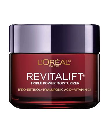 LOreal Paris Skincare Revitalift Triple Power Anti-Aging Face Moisturizer with Pro Retinol, Hyaluronic Acid & Vitamin C to reduce wrinkles, firm and brighten skin, 2.55 Ounce (Pack of 1) Moisturizer 2.55 Ounce (Pack of 1)