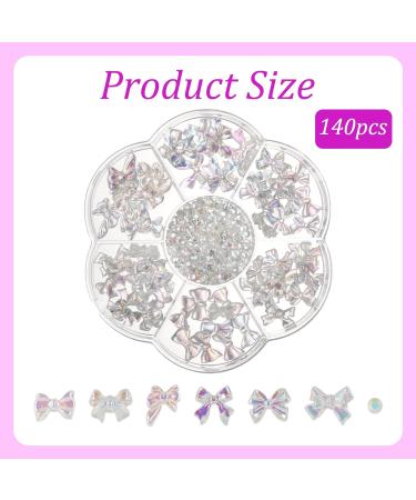 140pcs Aurora Bow Nail Charms & Rhinestones 3D Nail Bows Colorful Nail Charms for Acrylic Nails Resin Bowknot Nail Charms DIY Nail Accessories for Women Girls Nail Crafts Art - Buy Online on SooperMarket.com