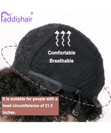 Faddishair Short Afro Wigs for Black Women Bouncy Fluffy Kinky Curly Human Hair Wigs - International Shipping Available - Buy Online on SooperMarket.com