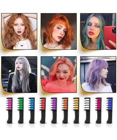10PCS Hair Chalk Comb for Girls - Non-Toxic & Washable Hair Coloring Kit | Kids Makeup Set for Halloween & Birthdays - Buy Online on SooperMarket.com