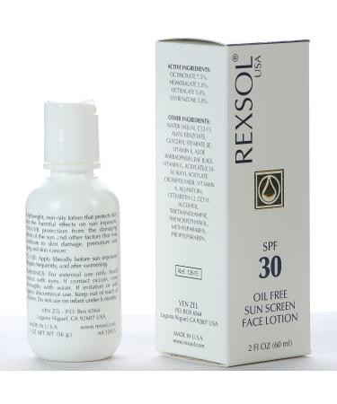REXSOL SPF 30 Oil-Free Sunscreen Face Lotion - Broad Spectrum UVA/UVB Protection with Vitamins C E & A | 60 ml - Ideal for All Skin Types - Buy Online on SooperMarket.com