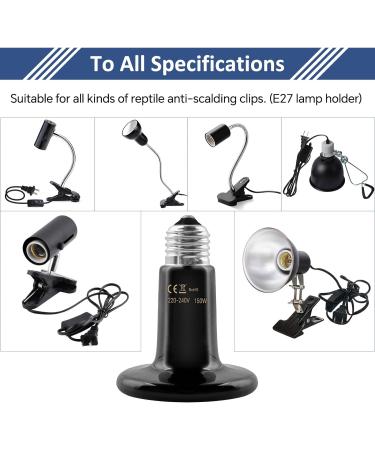 Caldarax 2 Pack 150W Terrarium Reptile Heat Bulb E27 Infrared Ceramic Heating Lamps AC 220-240V Ceramic Heat Emitter for Reptiles Lizards Tortoise Snakes Chicken - Buy Online on SooperMarket.com