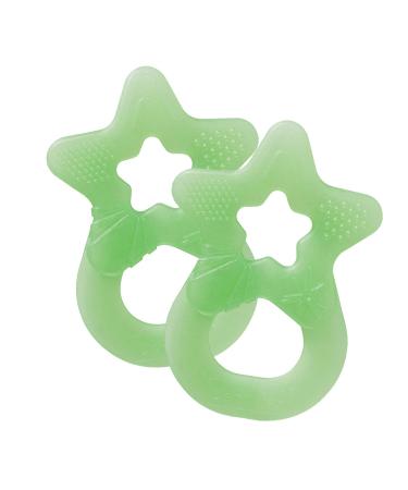 Dentistar Beißring 2 Set-Teether for Babies & toddlers from 3 months-Baby bite ring with a handle made of soft material for dental aid & massage-Made in Germany-light green