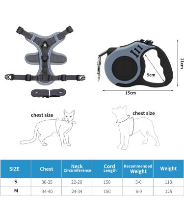 QKTYB Cat Dishes & Leash Set - Retractable Dog Leash & Cat Dishes for Kittens & Dogs (M Gray) - Perfect for Travel & Outdoor Adventures - Buy Online on SooperMarket.com