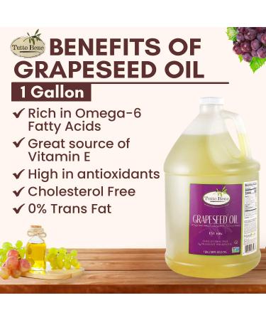 Tutto Bene Premium Grapeseed Oil - 1 Gallon (128oz) | 0 Trans Fat, Cholesterol-Free, High Antioxidants & Vitamin E - Ideal for Healthy Cooking - Buy Online on SooperMarket.com