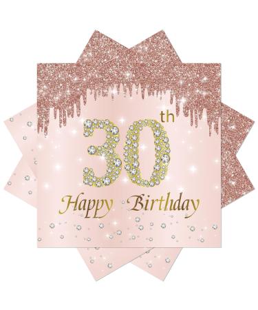 40 pieces pink napkin birthday 30th birthday pink paper party napkins 33 x 33cm paper napkins for man girl birthday party decoration rosa 30th