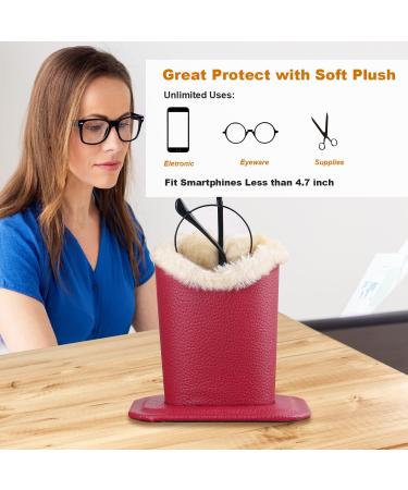Bivisen Eyeglass Holder Case | Modern Velvet Plush PU Leather - Black & Burgundy - Stylish & Durable Organizer for Glasses - Buy Online on SooperMarket.com