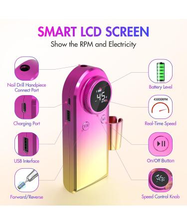 OHZOIRIC Electric Nail Drill 45000RPM - Professional Portable Nail File Kit for Manicure, Pedicure, Acrylic & Gel Nails - High-Speed Nail Drill for Home & Salon Use - Buy Online on SooperMarket.com