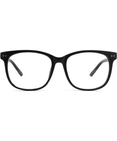 GQUEEN Large Frame Horn Glasses - Stylish UV400 Nerd Glasses for Men & Women - Prescription-Free Matt Black - Buy Online on SooperMarket.com