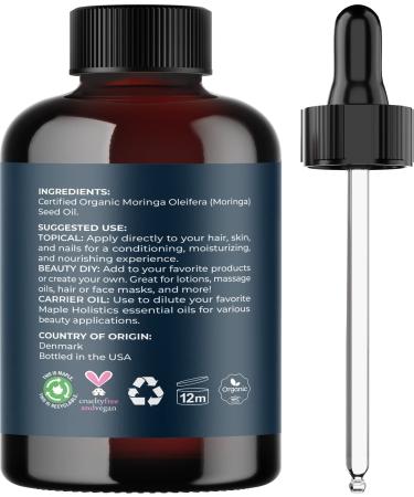 Certified Organic Rosemary & Moringa Oils - USDA Essential Oil for Hair, Skin & Nails - Aromatherapy with Cold Pressed Virgin Moringa Oil - Buy Online on SooperMarket.com