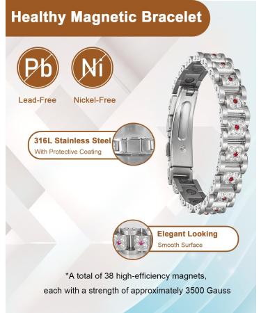 EnerCoppeX Magnetic Bracelets for Women Stainless Steel Bracelet with Effective Healing Magnets Adjustable Jewelry Gift (STB-2475ESDWK) - Buy Online on SooperMarket.com