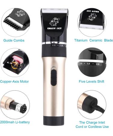 Professional Cordless Dog & Cat Hair Clippers with Detachable Blades and Guards - Rechargeable & Quiet - Ideal for Small Animals - Gold - Buy Online on SooperMarket.com