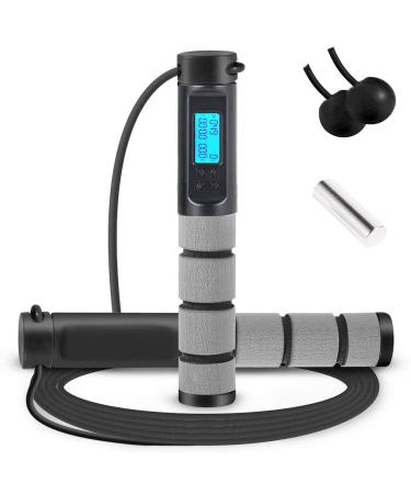 Jump Rope, Digital Weighted Handle Workout Jumping Rope with Calorie Counter for Training Fitness, Adjustable Exercise Speed Skipping Rope for Men, Women, Kids, Girls Black