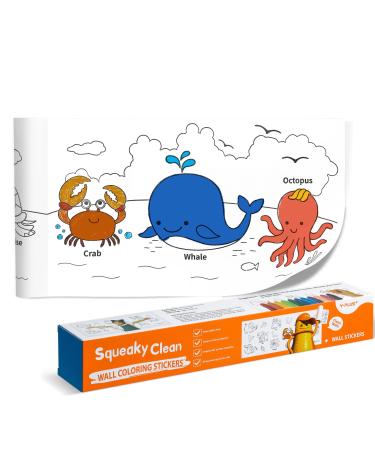 Coloring Paper Roll for Kids, Toddler Drawing Paper Roll, Squeaky Clean Sticky Wall Painting Stickers Set for Gift, 120 * 11.8 Inch Animal